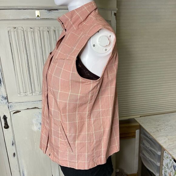 Christopher & Banks Red Cream Plaid Cotton Vest Size Small - Picture 5 of 13